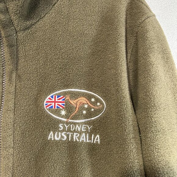 Australia Fleece Full Zip Jacket Mens Large Sydney Kangaroo UK Logo Green Hippie - Picture 3 of 6